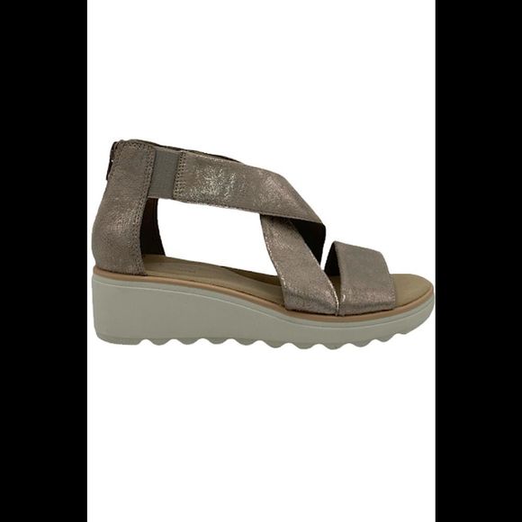 Clarks Shoes - Clarks Collection Wedge Sandals Jillian Rise Pewter Metal - Wide